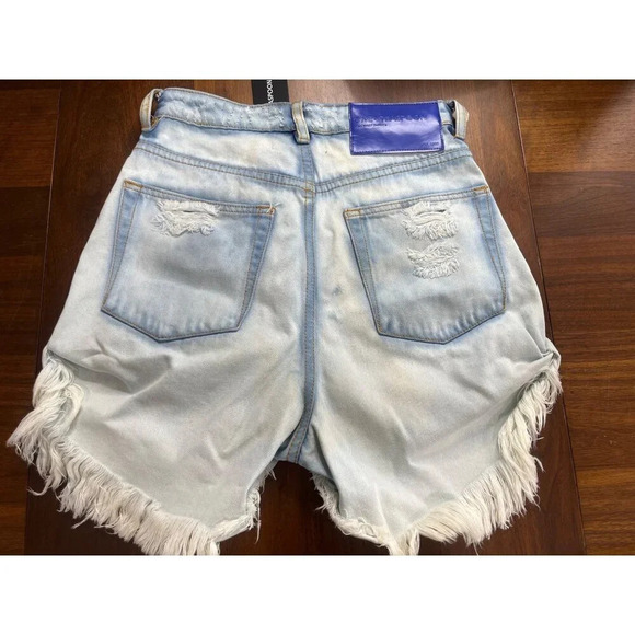 One Teaspoon Bandit High Waist Denim Short in Blue Tornado 25 New Womens Jeans - Picture 7 of 16